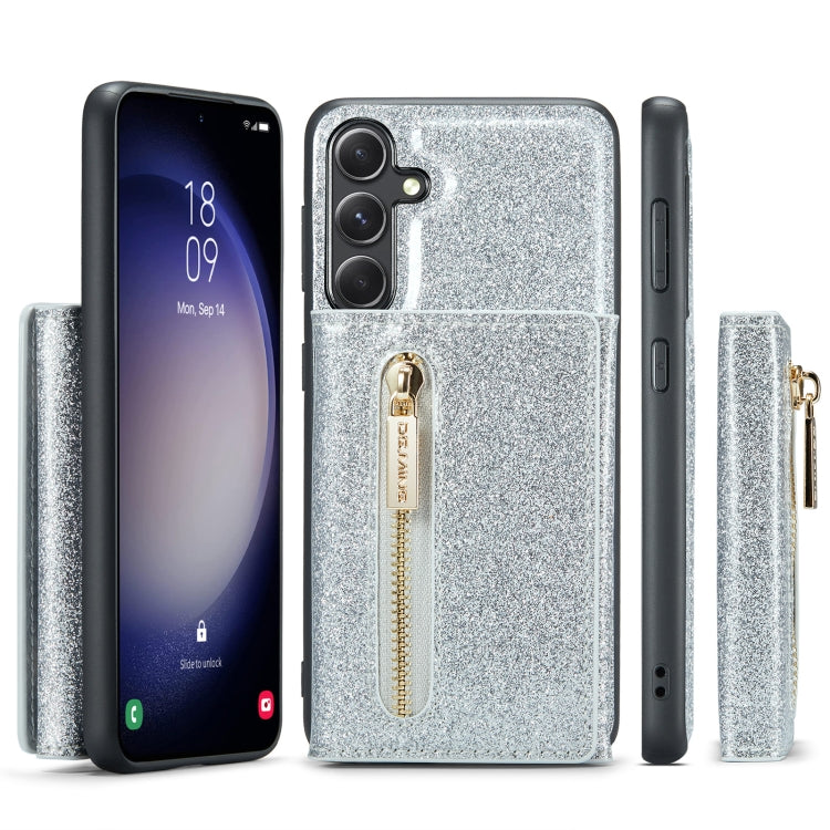 For Samsung Galaxy S23 FE 5G DG.MING M3 Series Glitter Powder Card Bag Leather Case