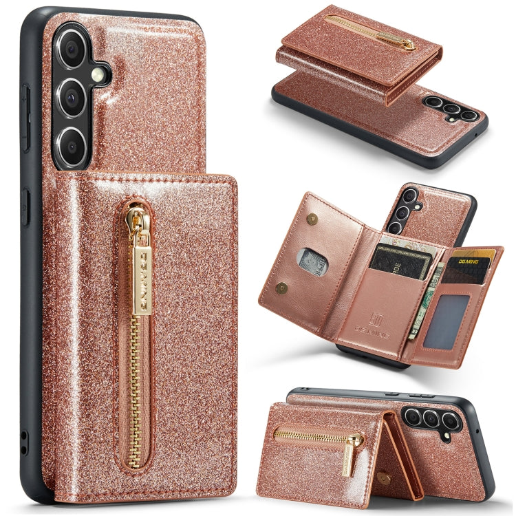For Samsung Galaxy S23 FE 5G DG.MING M3 Series Glitter Powder Card Bag Leather Case