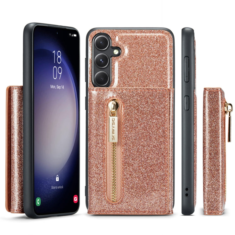 For Samsung Galaxy S23 FE 5G DG.MING M3 Series Glitter Powder Card Bag Leather Case