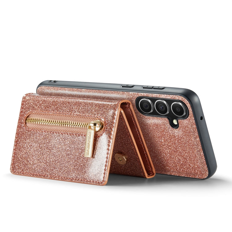 For Samsung Galaxy S23 FE 5G DG.MING M3 Series Glitter Powder Card Bag Leather Case