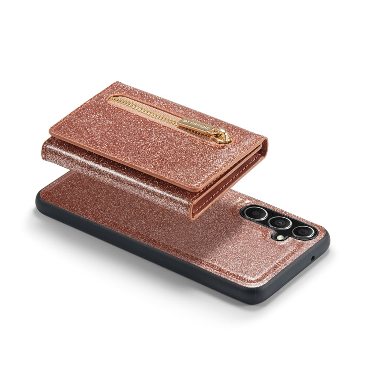 For Samsung Galaxy S23 FE 5G DG.MING M3 Series Glitter Powder Card Bag Leather Case