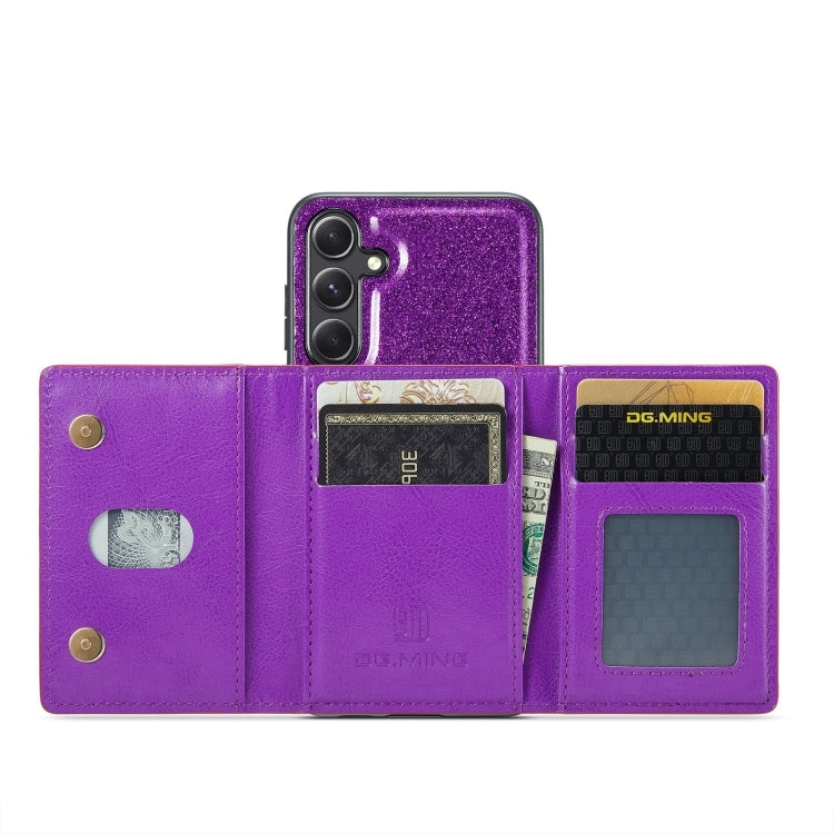 For Samsung Galaxy S23 FE 5G DG.MING M3 Series Glitter Powder Card Bag Leather Case