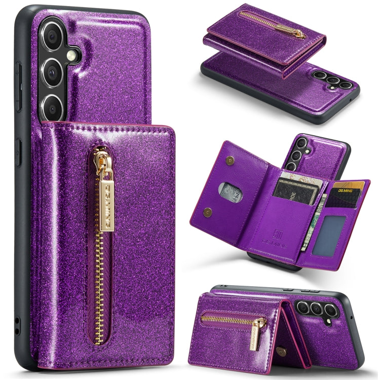 For Samsung Galaxy S23 FE 5G DG.MING M3 Series Glitter Powder Card Bag Leather Case