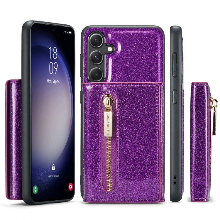 For Samsung Galaxy S23 FE 5G DG.MING M3 Series Glitter Powder Card Bag Leather Case