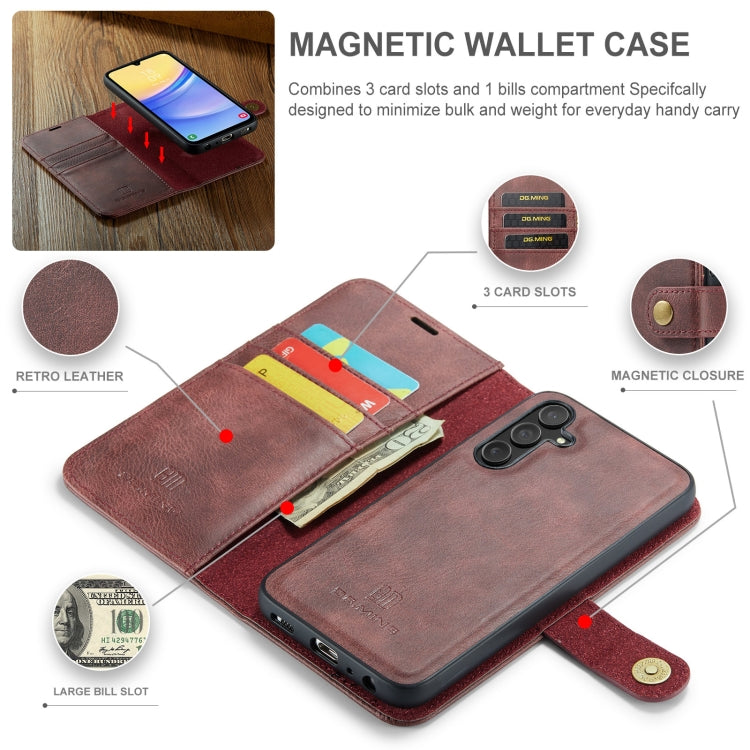 For Samsung Galaxy A15 5G / A15 4G DG.MING Crazy Horse Texture Detachable Magnetic Leather Case