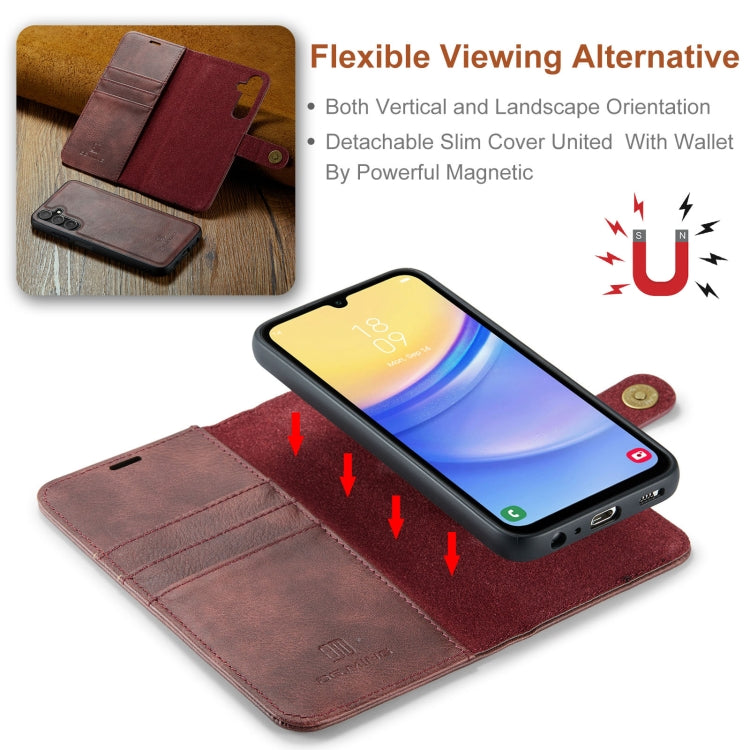 For Samsung Galaxy A15 5G / A15 4G DG.MING Crazy Horse Texture Detachable Magnetic Leather Case