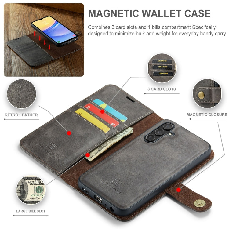 For Samsung Galaxy A15 5G / A15 4G DG.MING Crazy Horse Texture Detachable Magnetic Leather Case