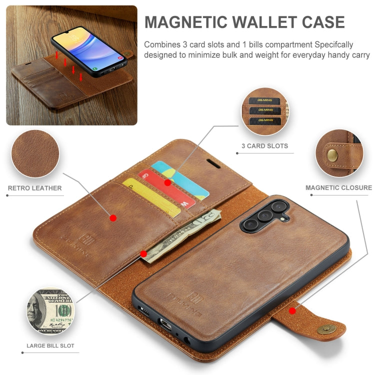 For Samsung Galaxy A15 5G / A15 4G DG.MING Crazy Horse Texture Detachable Magnetic Leather Case