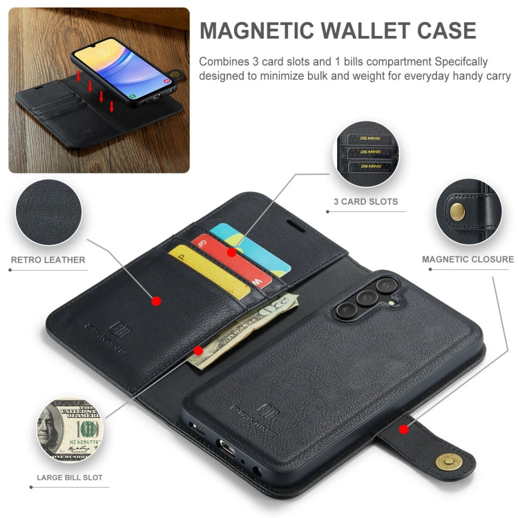 For Samsung Galaxy A15 5G / A15 4G DG.MING Crazy Horse Texture Detachable Magnetic Leather Case