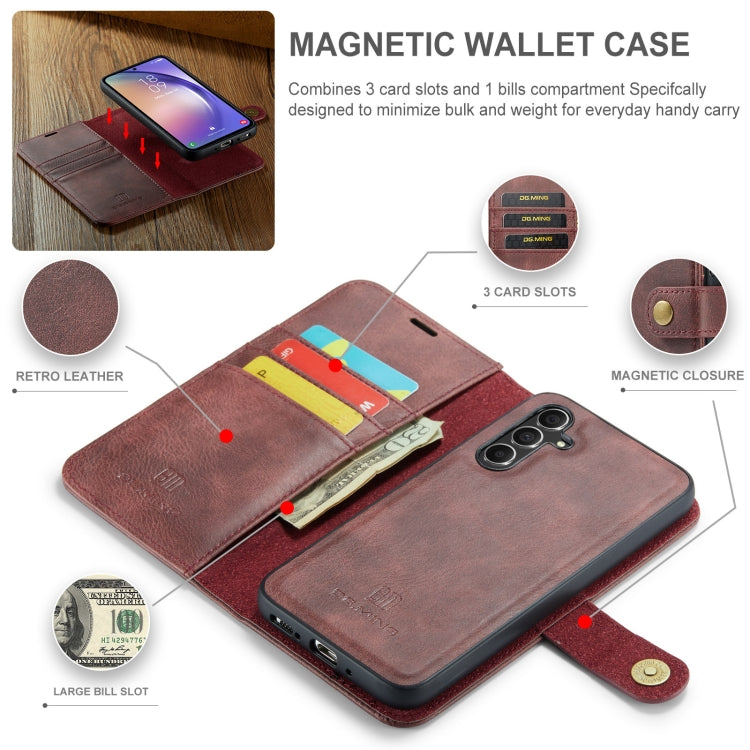 For Samsung Galaxy A35 5G DG.MING Crazy Horse Texture Detachable Magnetic Leather Case