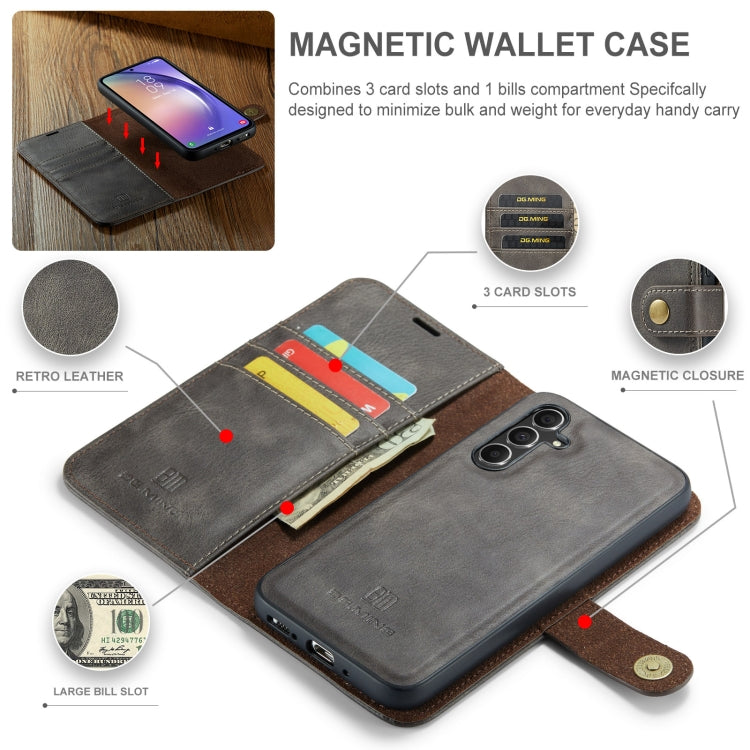 For Samsung Galaxy A35 5G DG.MING Crazy Horse Texture Detachable Magnetic Leather Case