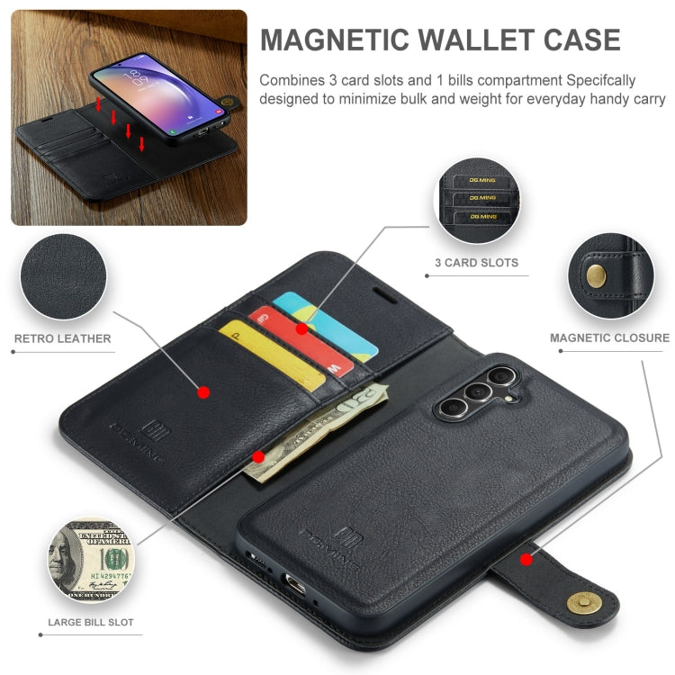 For Samsung Galaxy A35 5G DG.MING Crazy Horse Texture Detachable Magnetic Leather Case