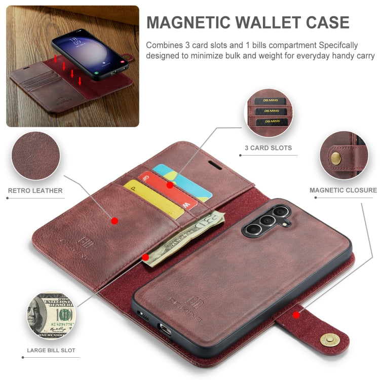 For Samsung Galaxy A55 5G DG.MING Crazy Horse Texture Detachable Magnetic Leather Case