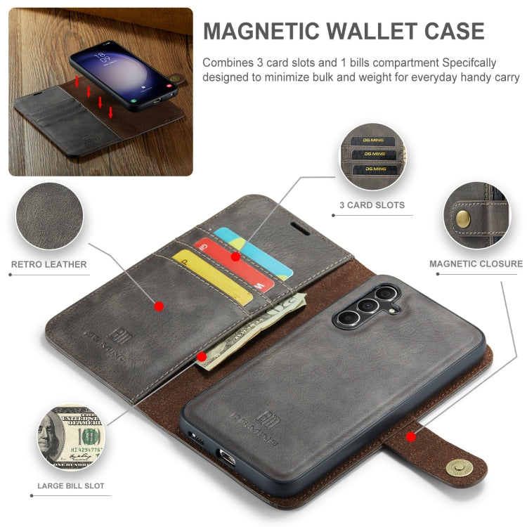 For Samsung Galaxy A55 5G DG.MING Crazy Horse Texture Detachable Magnetic Leather Case