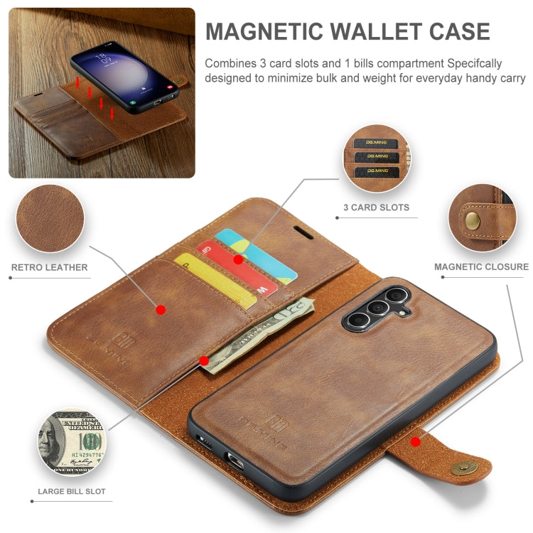 For Samsung Galaxy A55 5G DG.MING Crazy Horse Texture Detachable Magnetic Leather Case
