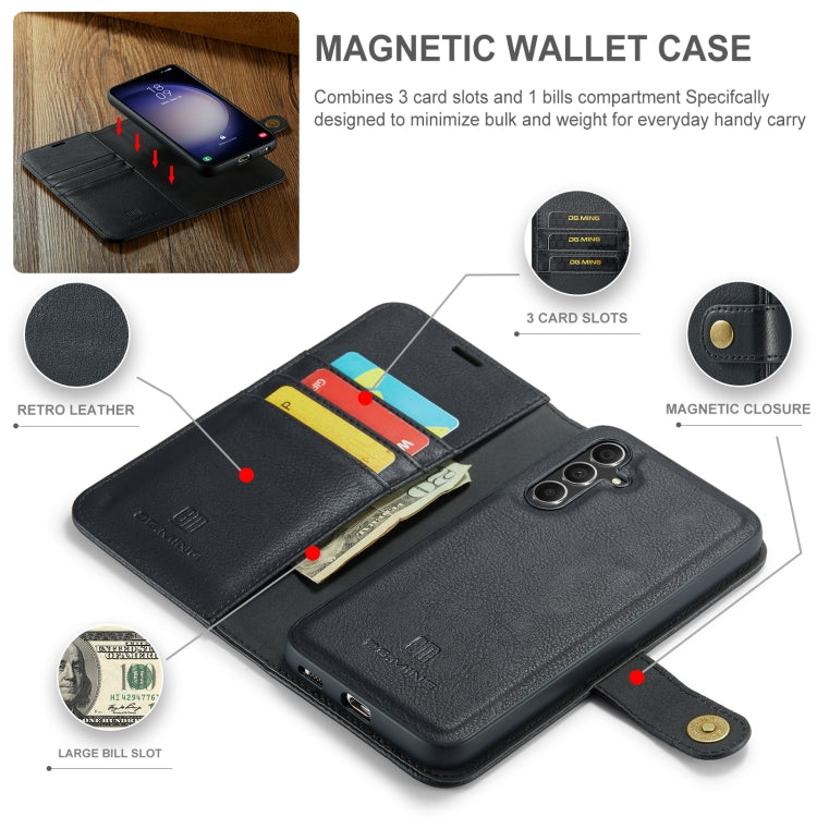 For Samsung Galaxy A55 5G DG.MING Crazy Horse Texture Detachable Magnetic Leather Case