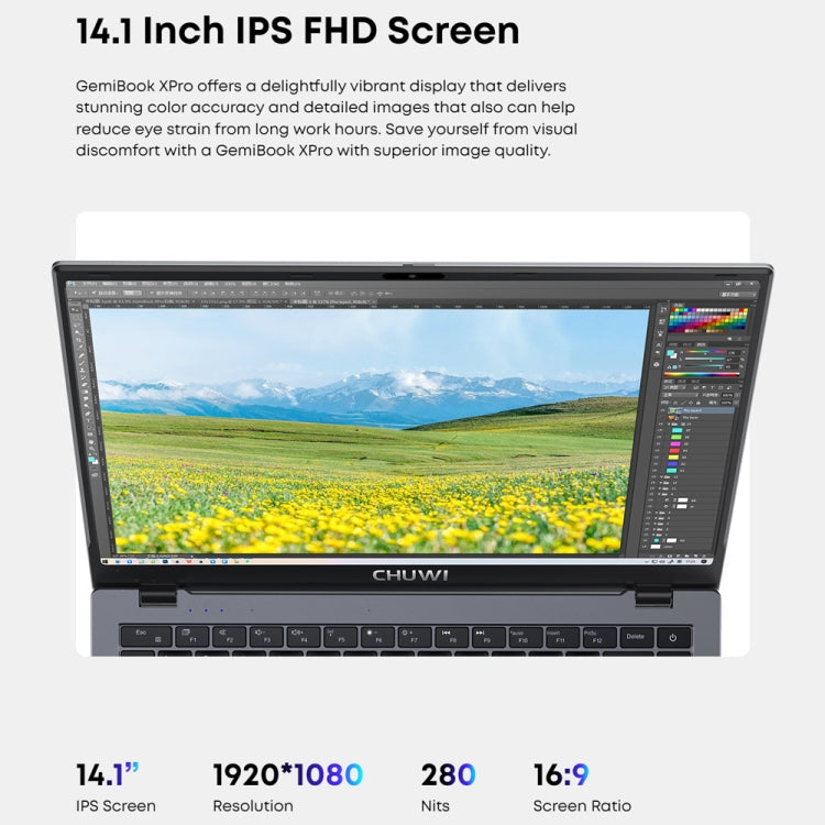 CHUWI GemiBook XPro 14.1 inch Laptop, 8GB+256GB, Windows 11 Intel Alder Lake-N N100 Quad Core