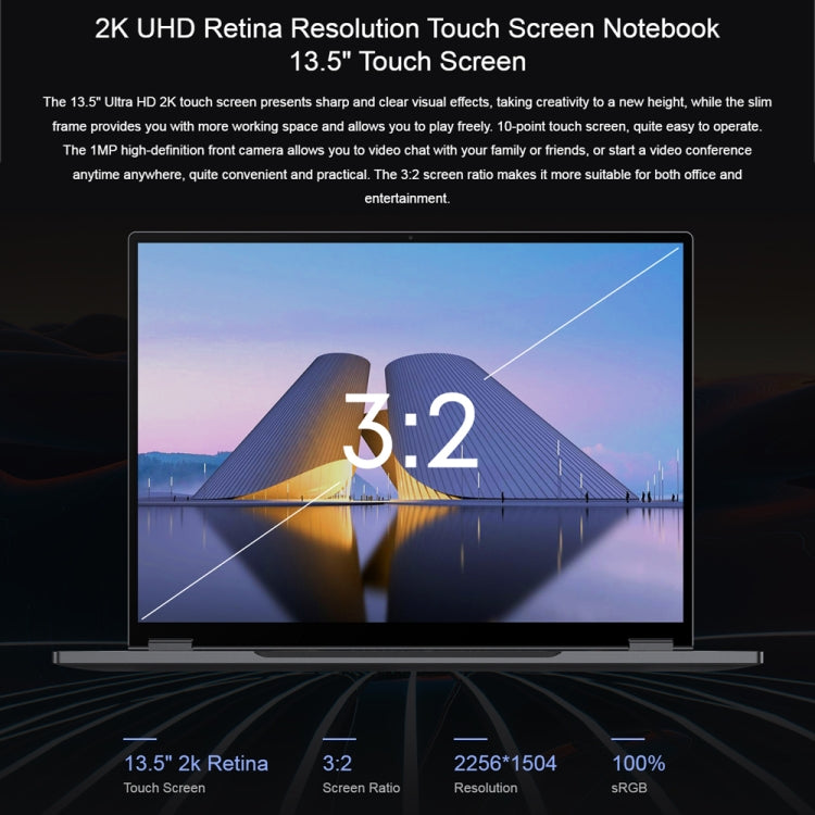 CHUWI FreeBook 13.5 inch Yoga Laptop, 12GB+512GB, Windows 11 Intel Alder Lake-N N100 Quad Core
