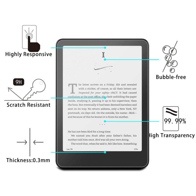 For Amazon Kindle Paperwhite 12th Gen 2024 9H 0.3mm Explosion-proof Tempered Glass Film