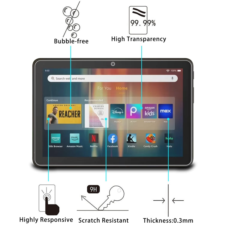 For Amazon Kindle Fire HD8 2024 2pcs 9H 0.3mm Explosion-proof Tempered Glass Film