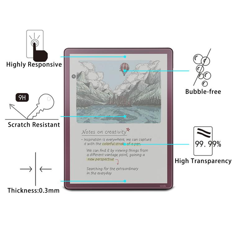 For Amazon Kindle Scribe Colorsoft 2pcs 9H 0.3mm Explosion-proof Tempered Glass Film