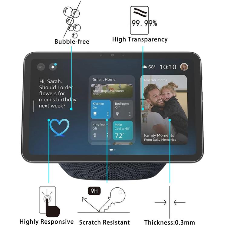 For Amazon Kindle Echo Show8 Gen4 2025 25pcs 9H 0.3mm Explosion-proof Tempered Glass Film