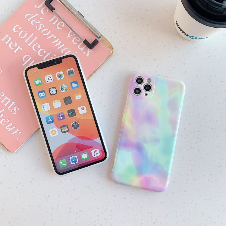 For iPhone 11 Pro Colorful Gradient Marble Pattern Shockproof TPU Case(Rainbow)
