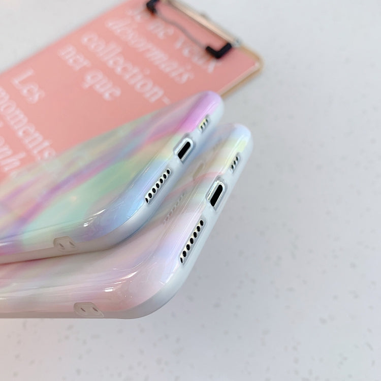 For iPhone 11 Pro Colorful Gradient Marble Pattern Shockproof TPU Case(Rainbow)