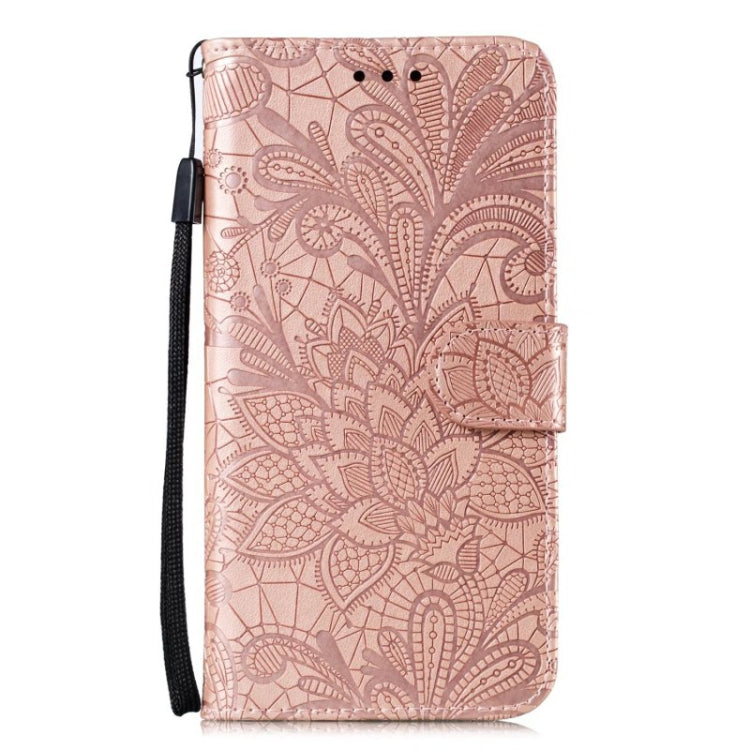 For iPhone 16 Lace Flower Embossing Flip Leather Phone Case