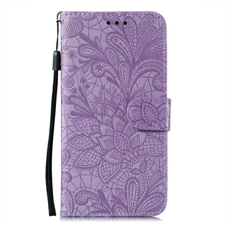 For iPhone 16 Pro Lace Flower Embossing Flip Leather Phone Case
