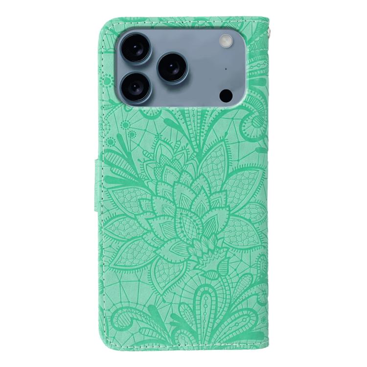 For iPhone 17 Pro Max Lace Flower Embossing Flip Leather Phone Case