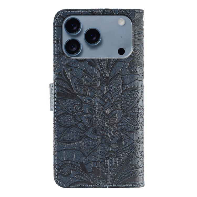 For iPhone 17 Pro Lace Flower Embossing Flip Leather Phone Case