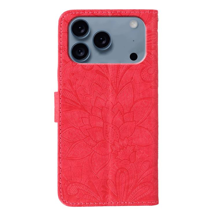 For iPhone 17 Pro Lace Flower Embossing Flip Leather Phone Case