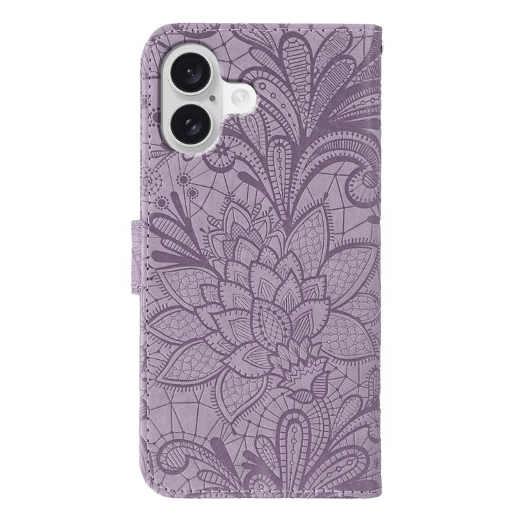 For iPhone 17 Lace Flower Embossing Flip Leather Phone Case