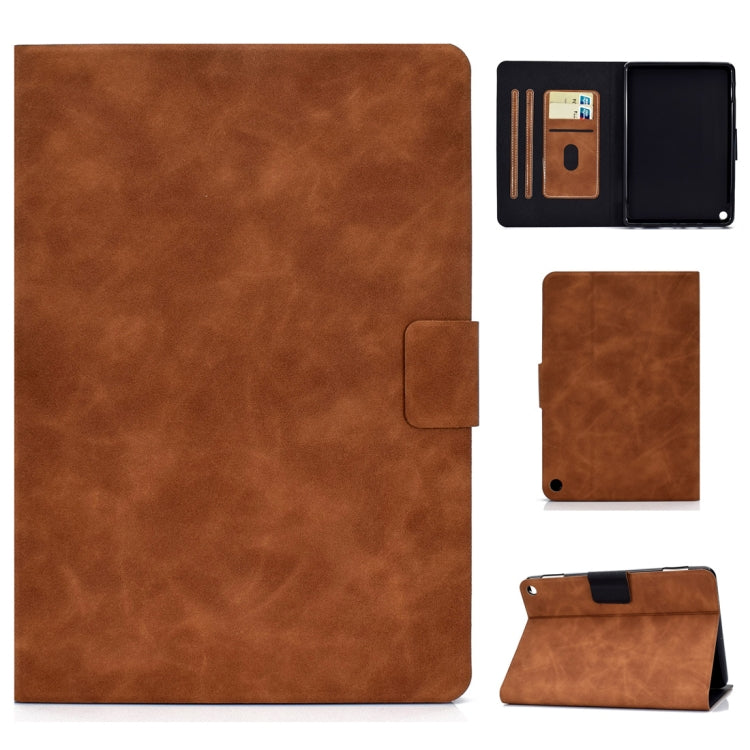 For Kindle Fire HD8 (2020) Cowhide Texture Horizontal Flip Leather Case with Holder & Card Slots & Sleep / Wake-up Function