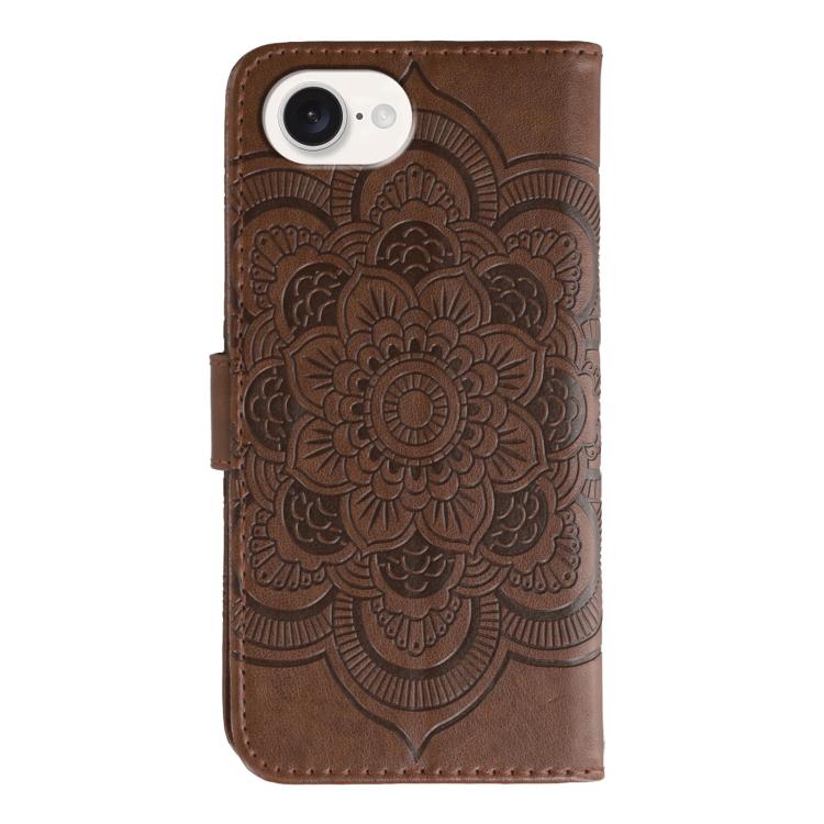 For iPhone 16e / 17e Sun Mandala Embossing Leather Phone Case