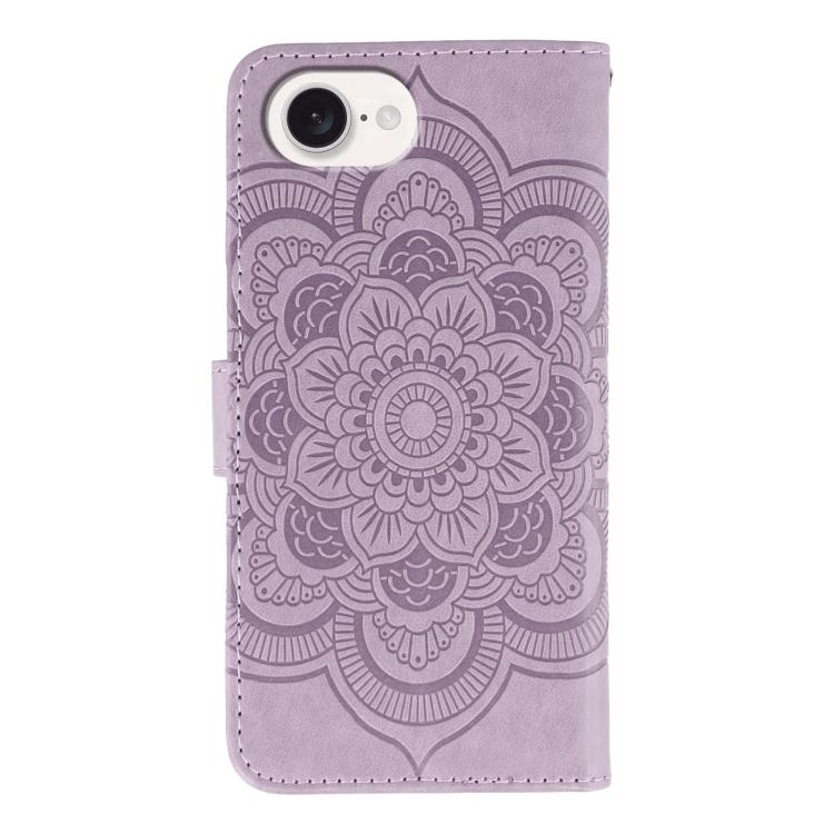 For iPhone 16e / 17e Sun Mandala Embossing Leather Phone Case