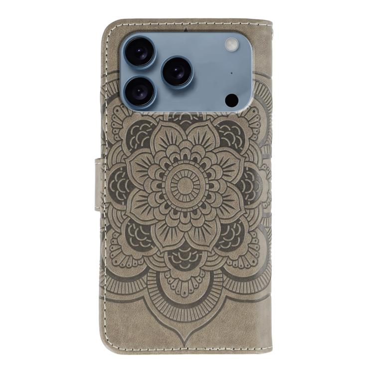 For iPhone 17 Pro Sun Mandala Embossing Leather Phone Case
