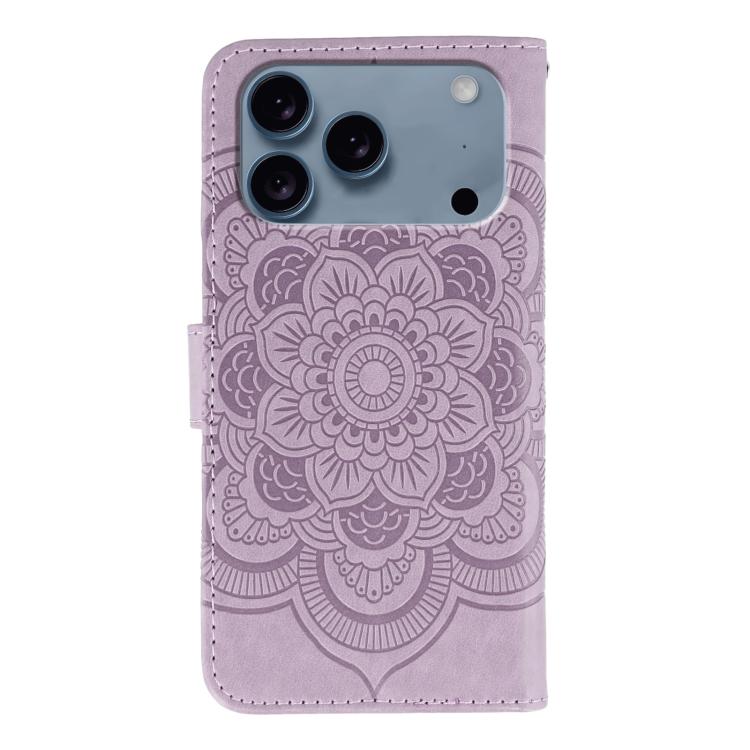 For iPhone 17 Pro Sun Mandala Embossing Leather Phone Case
