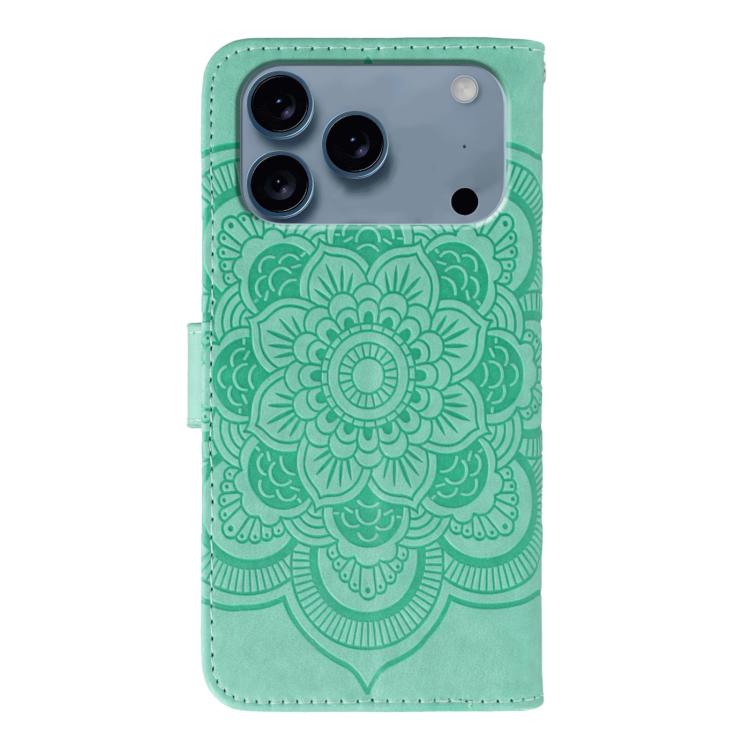 For iPhone 17 Pro Sun Mandala Embossing Leather Phone Case