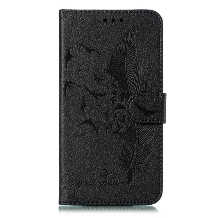 For iPhone 17 Pro Max Feather Pattern Litchi Texture Leather Phone Case