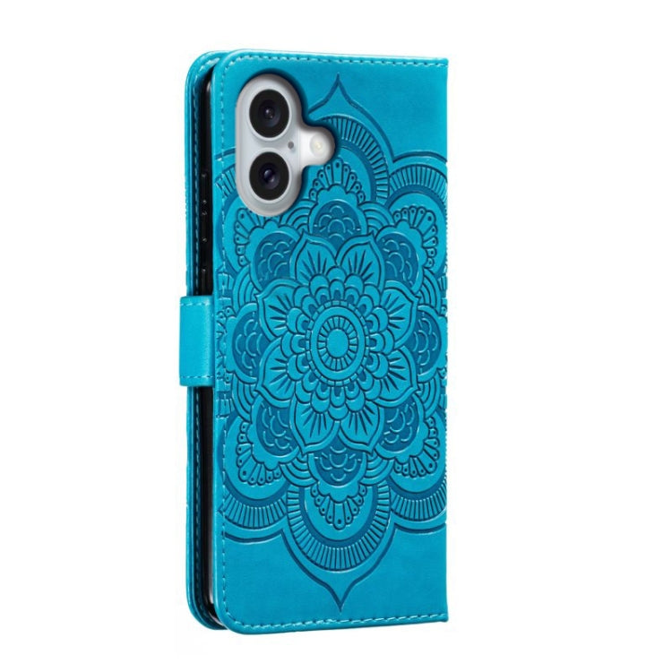 For iPhone 16 Mandala Embossing Pattern Horizontal Flip Leather Phone Case