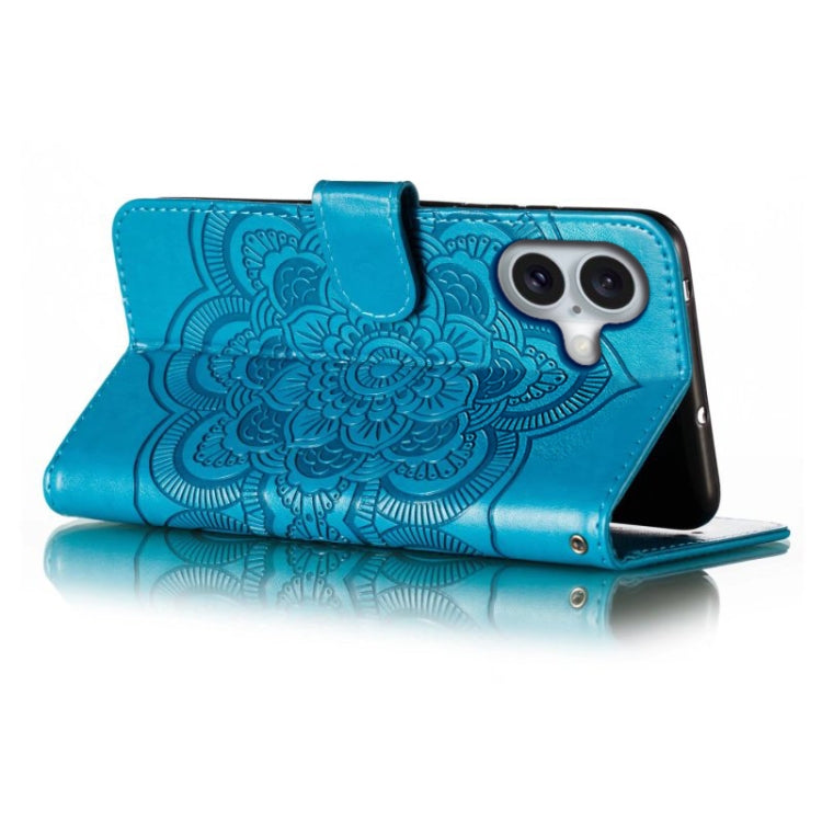 For iPhone 16 Mandala Embossing Pattern Horizontal Flip Leather Phone Case