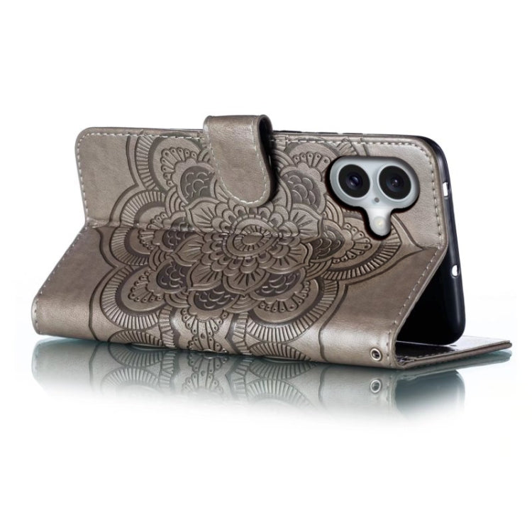 For iPhone 16 Mandala Embossing Pattern Horizontal Flip Leather Phone Case