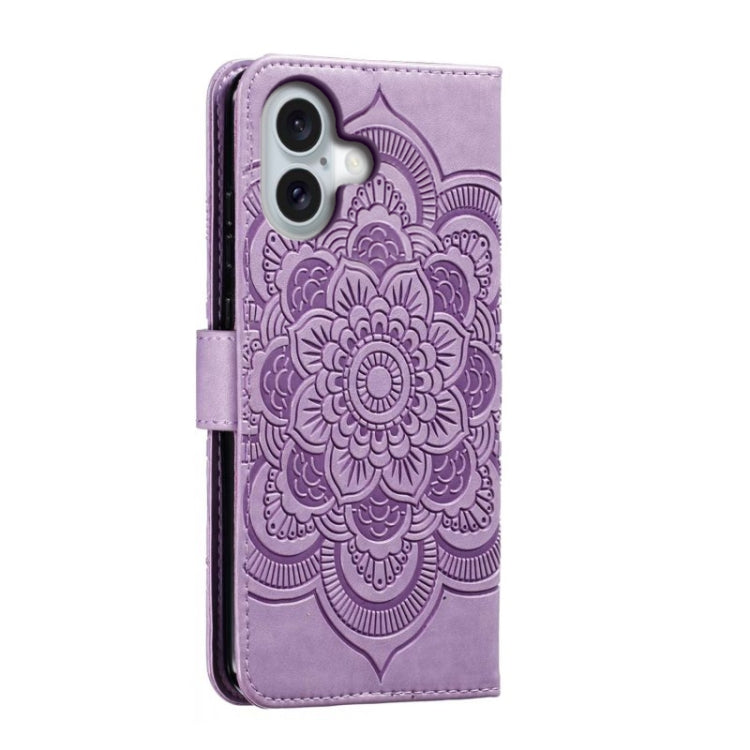 For iPhone 16 Mandala Embossing Pattern Horizontal Flip Leather Phone Case