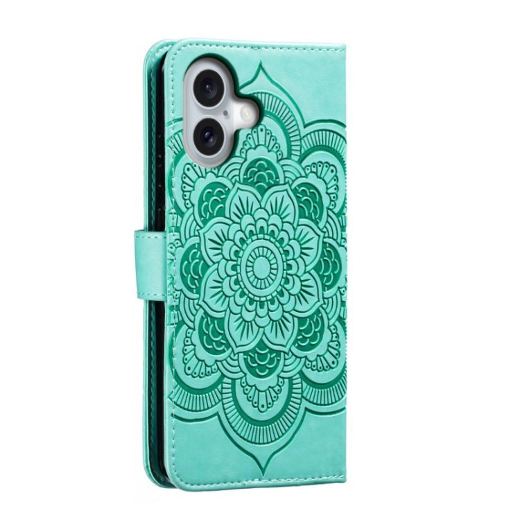 For iPhone 16 Mandala Embossing Pattern Horizontal Flip Leather Phone Case