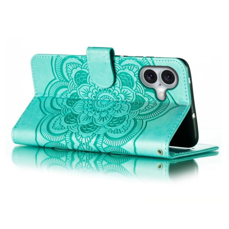 For iPhone 16 Mandala Embossing Pattern Horizontal Flip Leather Phone Case
