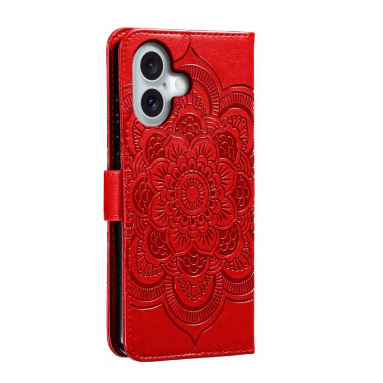 For iPhone 16 Mandala Embossing Pattern Horizontal Flip Leather Phone Case