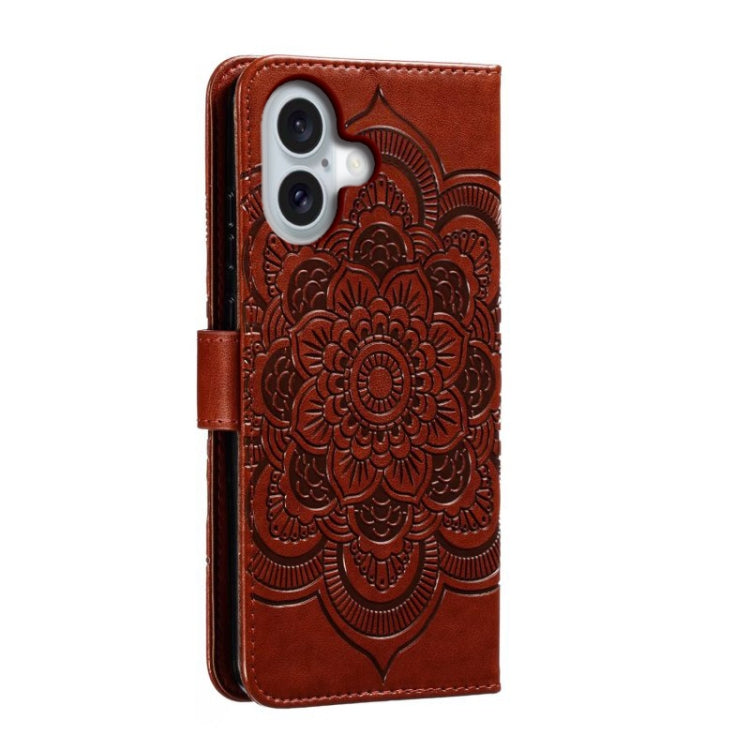 For iPhone 16 Mandala Embossing Pattern Horizontal Flip Leather Phone Case