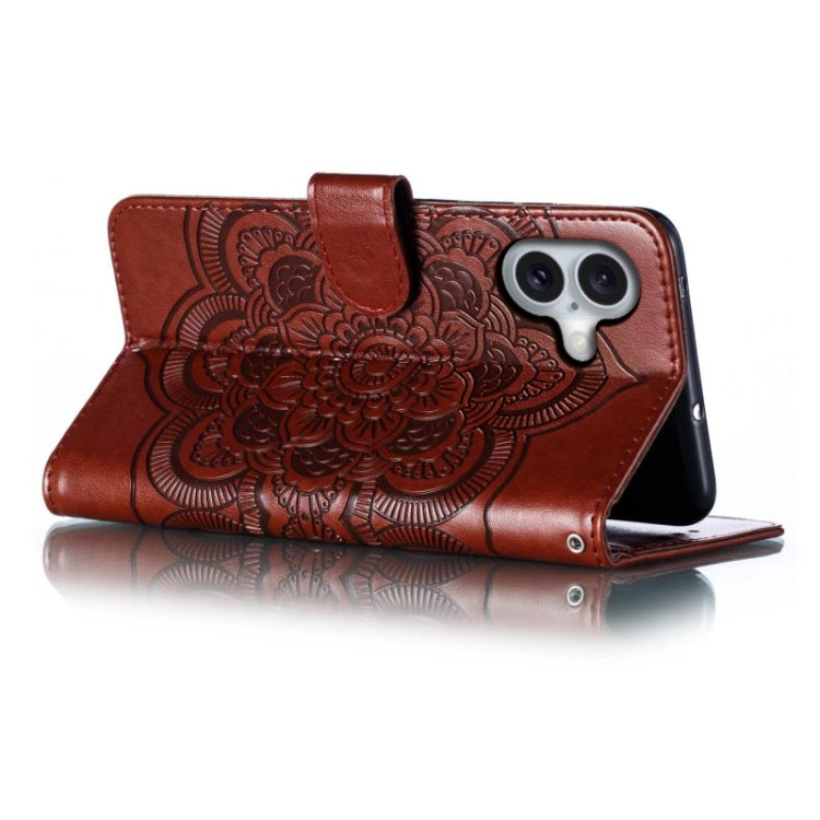 For iPhone 16 Mandala Embossing Pattern Horizontal Flip Leather Phone Case